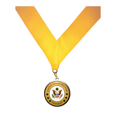 Veteran Medallion, Military Eagle Seal, with gold ribbon